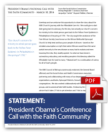 President Obama's National Conference Call with the Faith Community