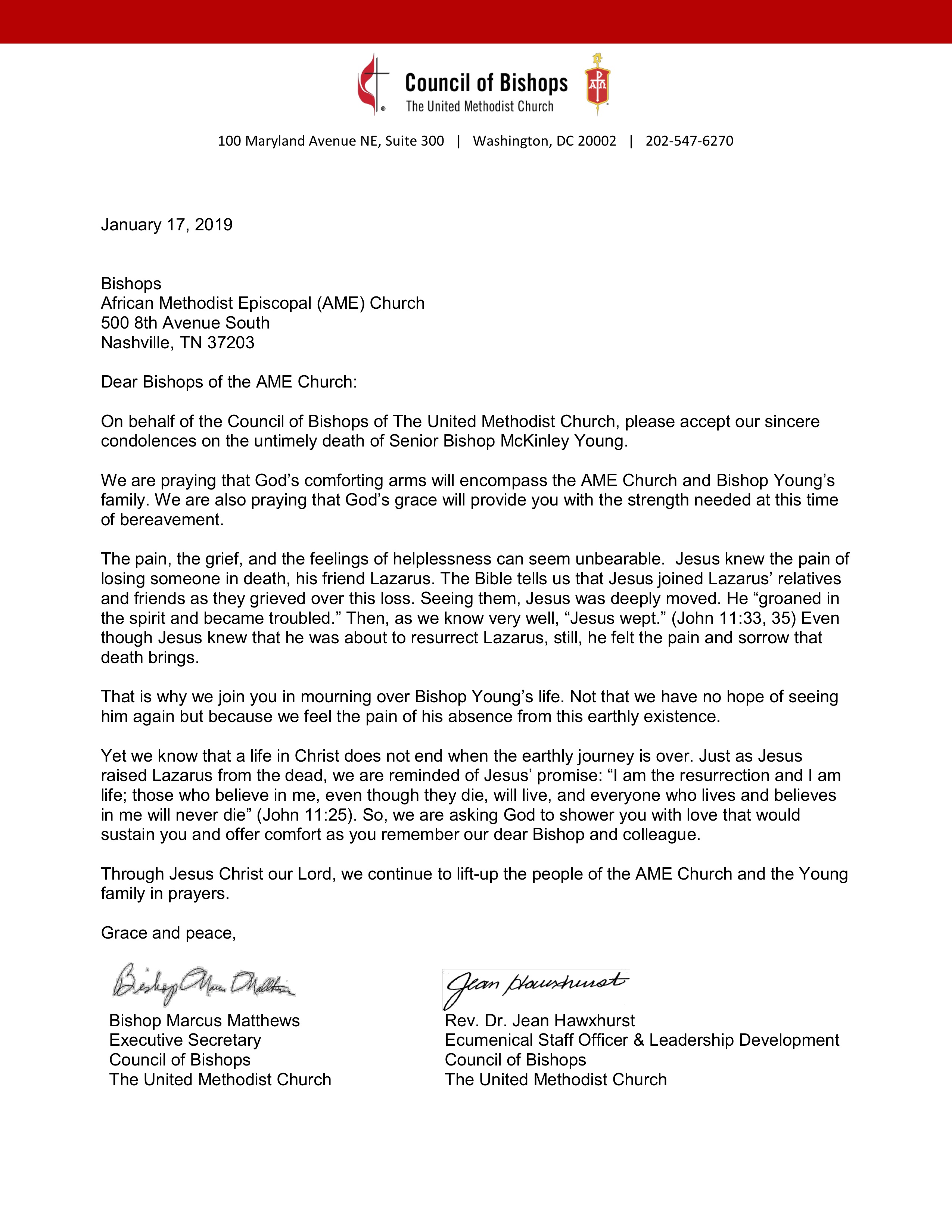 Sample Religious Condolence Letter from www.ame-church.com